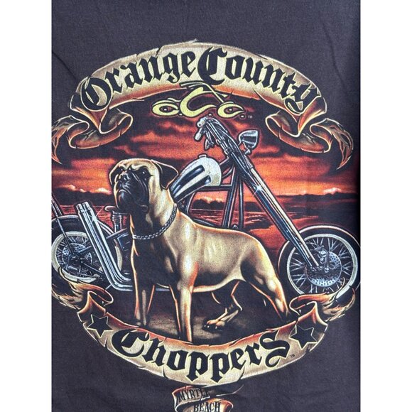 Orange County Choppers Brown Motorcycle Graphic T-Shirt Double Sided Sz M - Picture 4 of 9